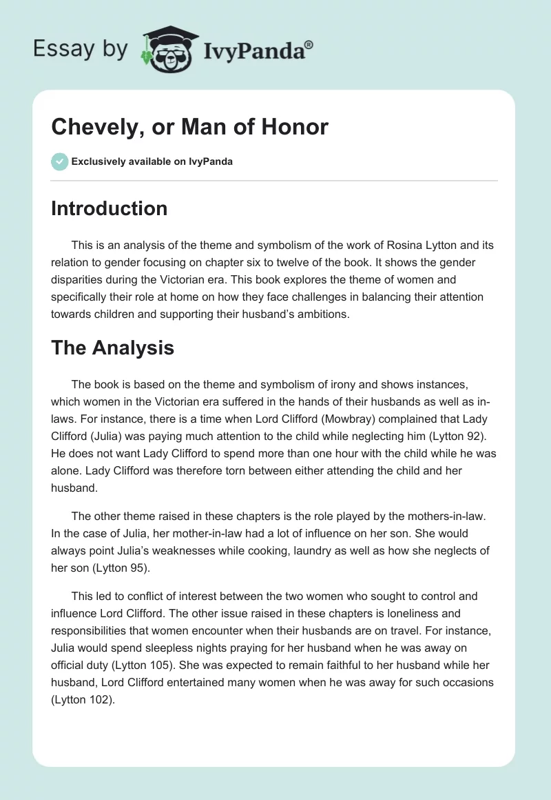 Chevely, or Man of Honor. Page 1
