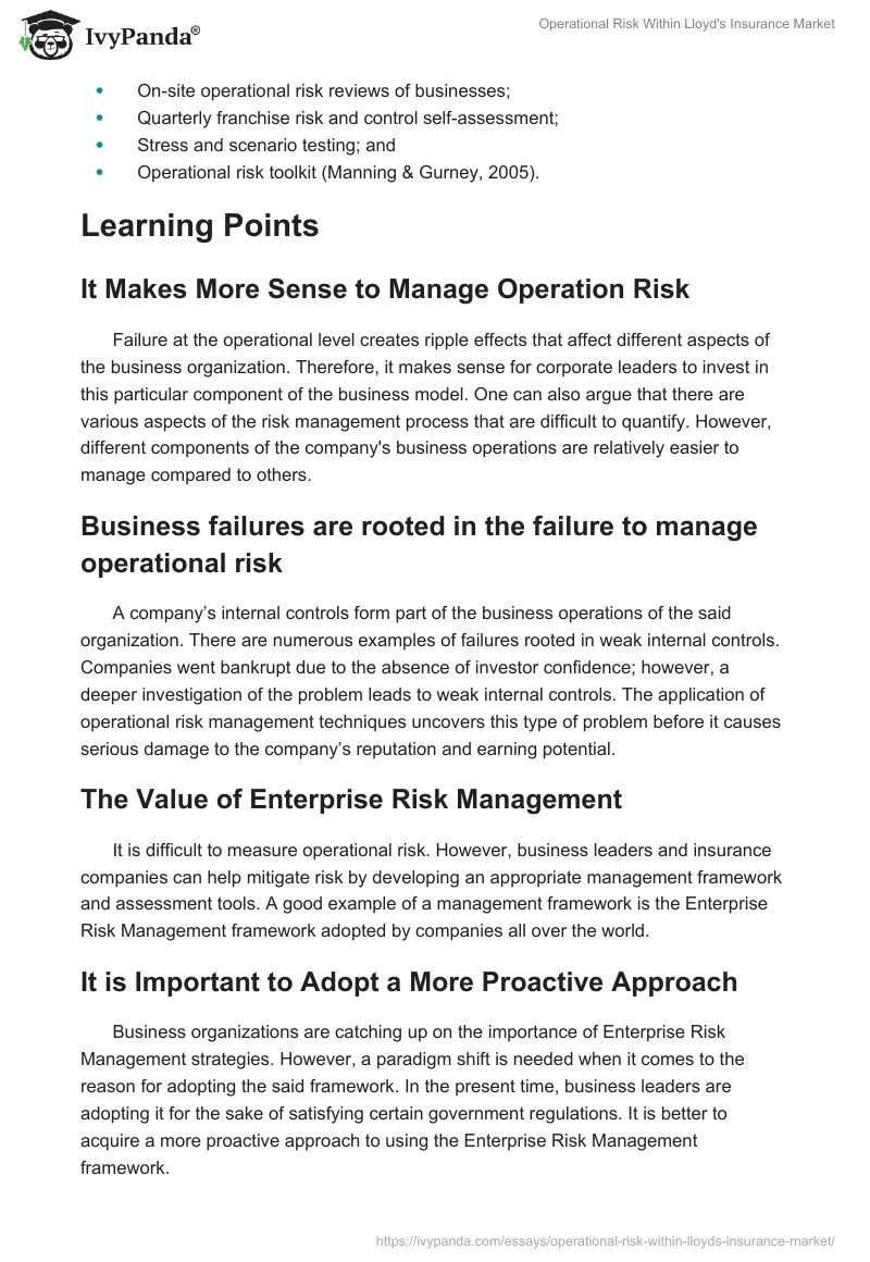 Operational Risk Within Lloyd's Insurance Market. Page 2