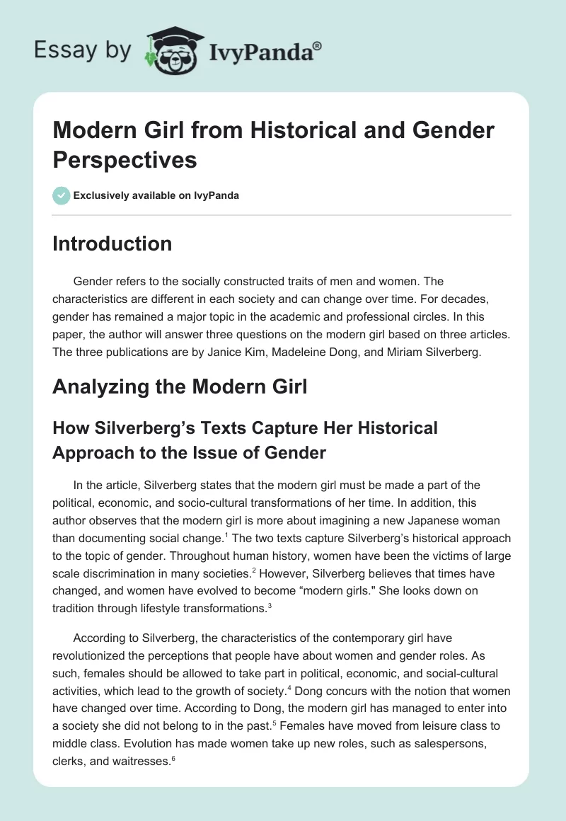Modern Girl from Historical and Gender Perspectives. Page 1