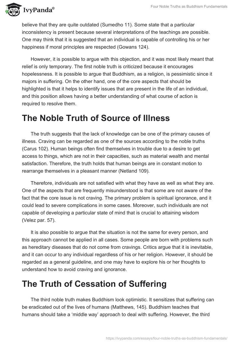 Four Noble Truths as Buddhism Fundamentals. Page 2