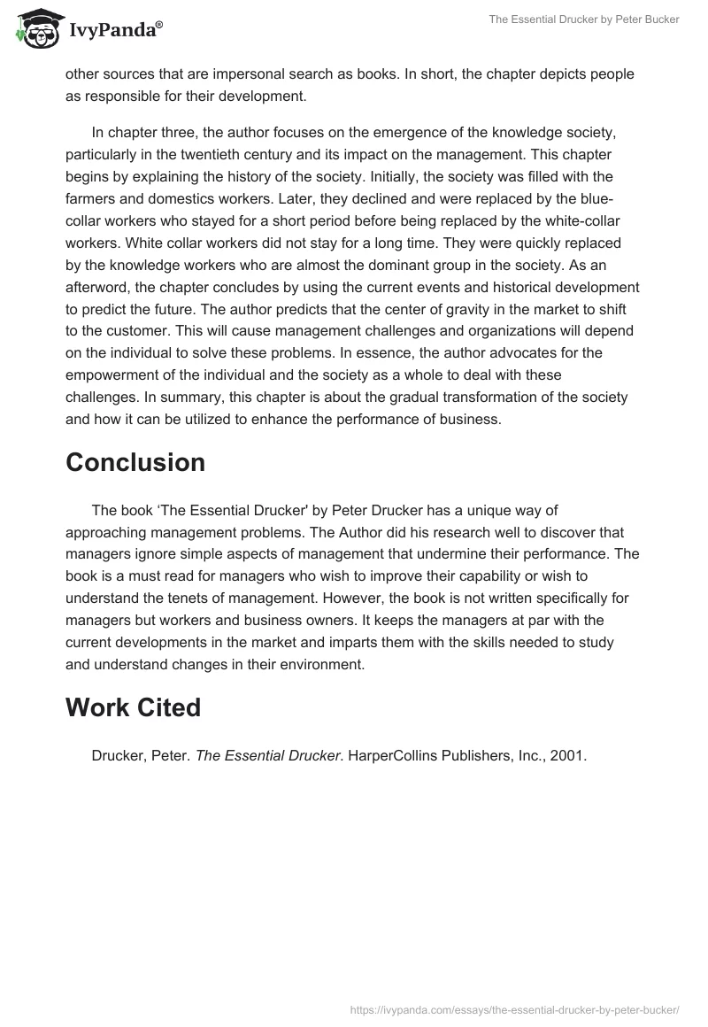 "The Essential Drucker" by Peter Bucker. Page 3