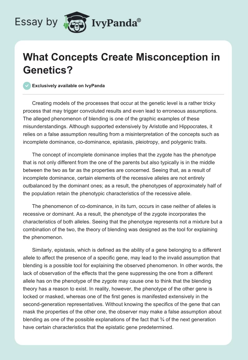What Concepts Create Misconception in Genetics?. Page 1