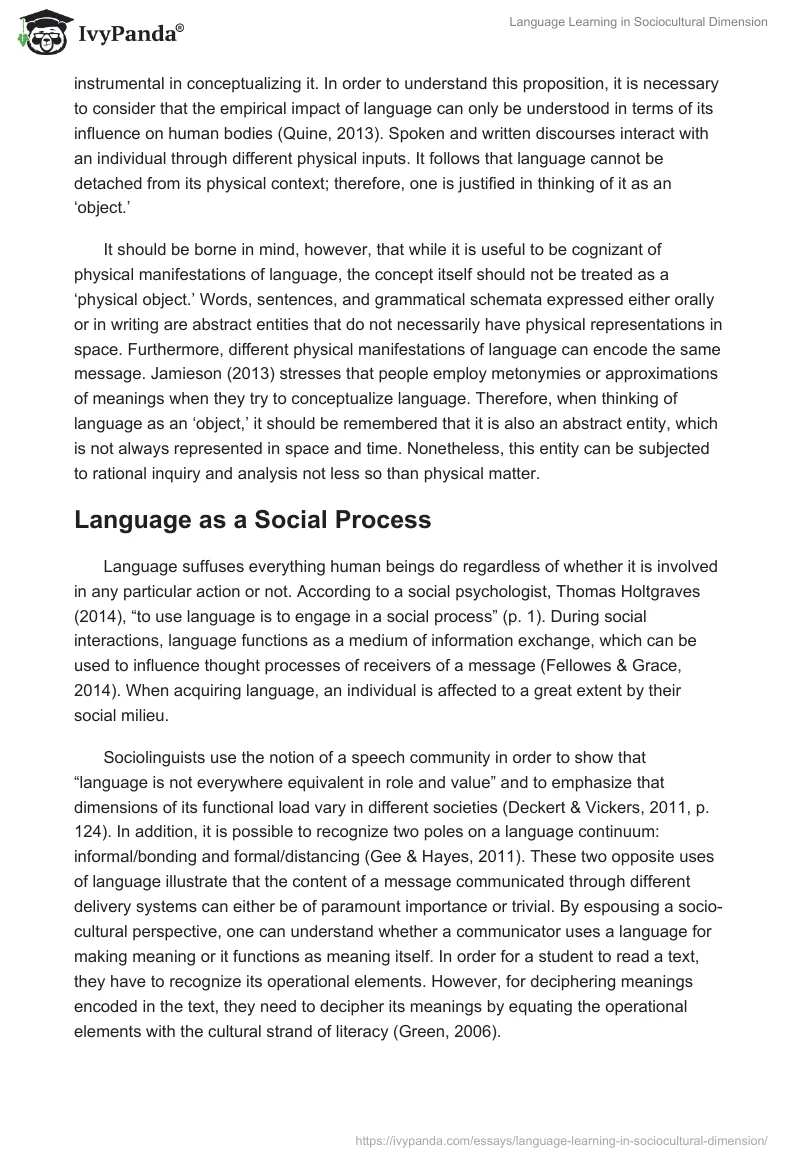 Language Learning in Sociocultural Dimension. Page 2