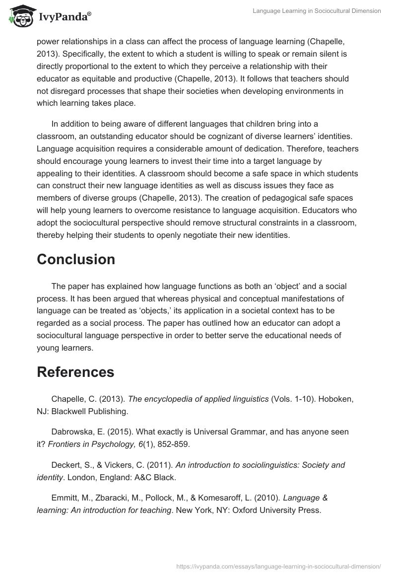 Language Learning in Sociocultural Dimension. Page 4
