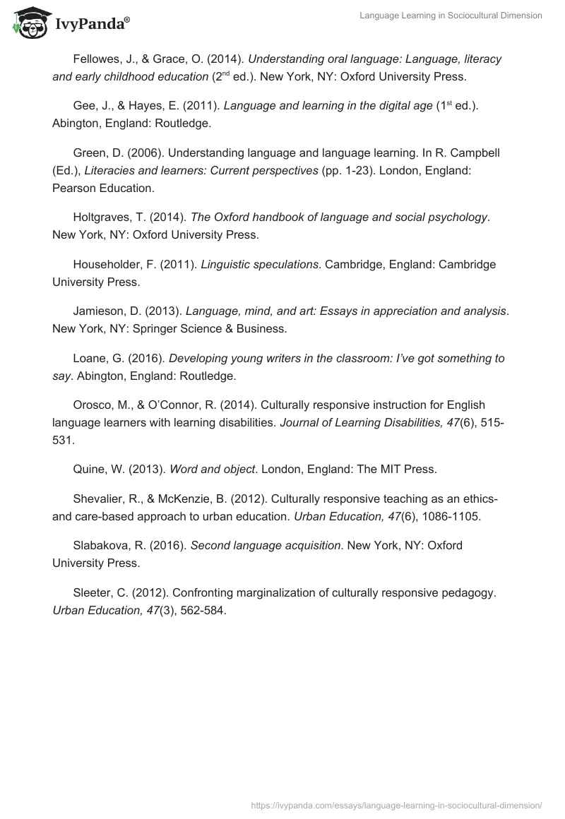 Language Learning in Sociocultural Dimension. Page 5