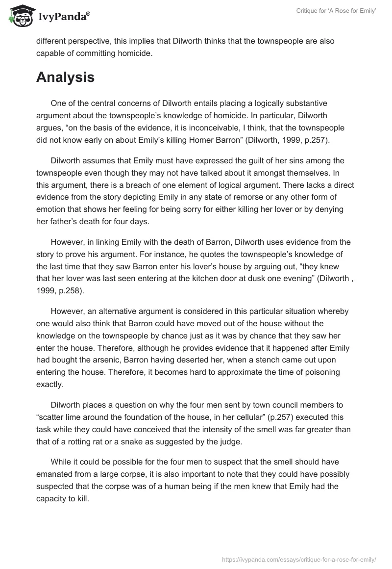 Critique for ‘A Rose for Emily’. Page 3