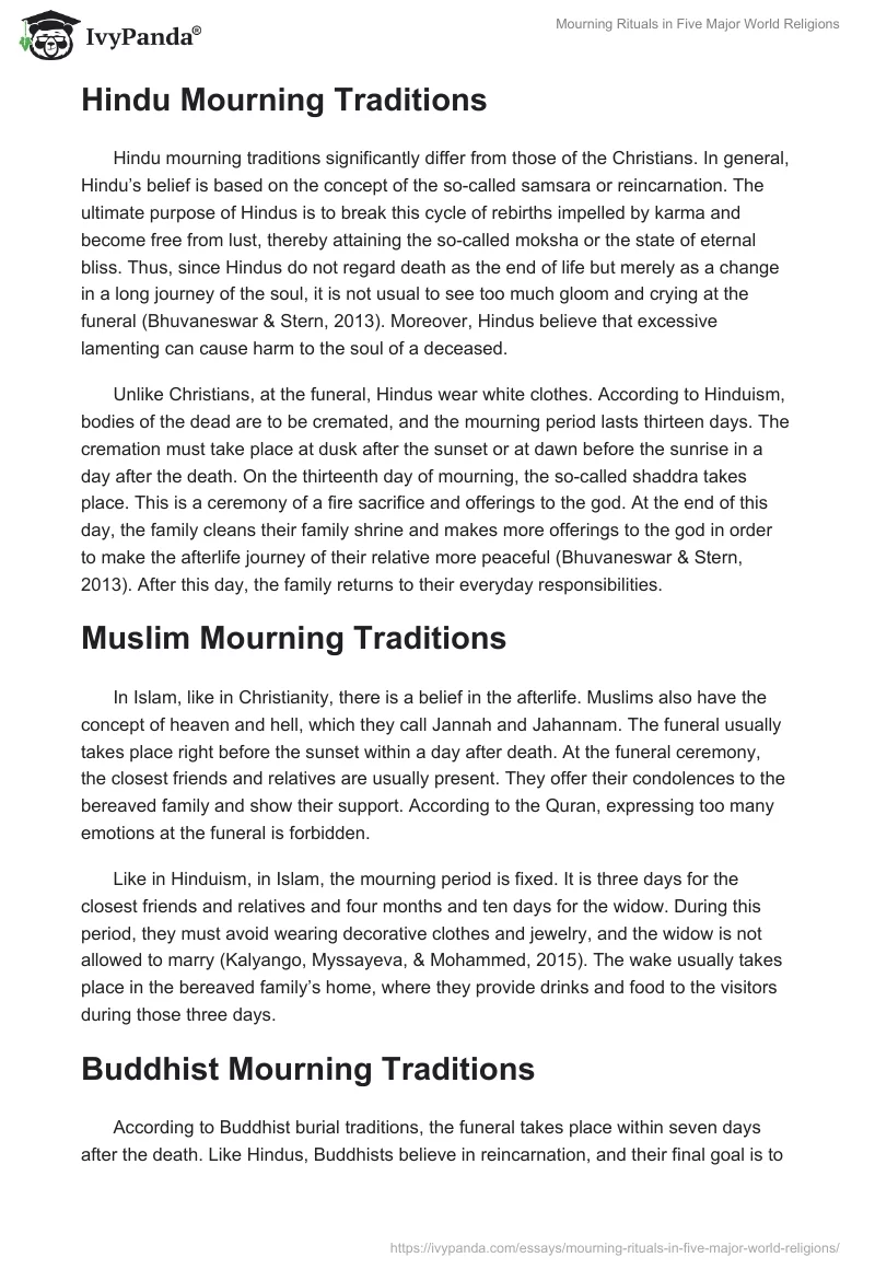 Mourning Rituals in Five Major World Religions. Page 2