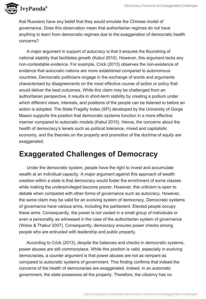 Democracy Concerns and Exaggerated Challenges. Page 2