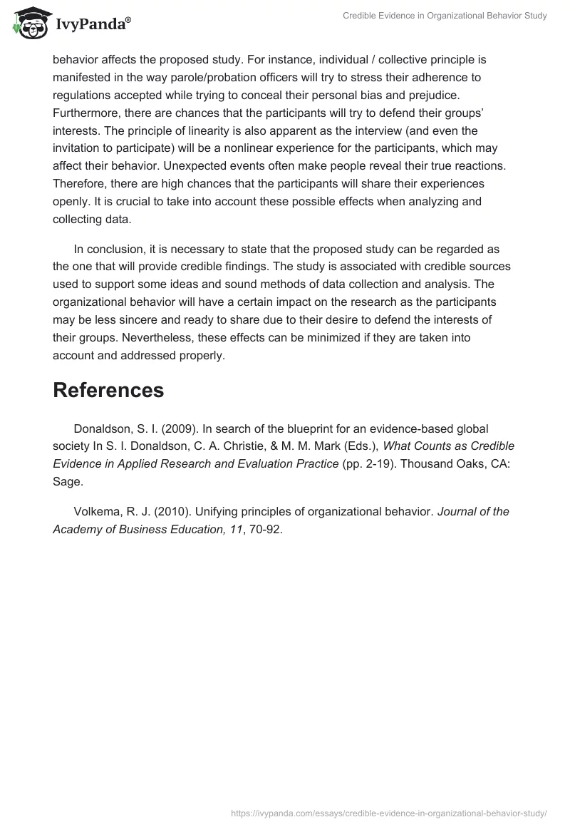 Credible Evidence in Organizational Behavior Study. Page 2