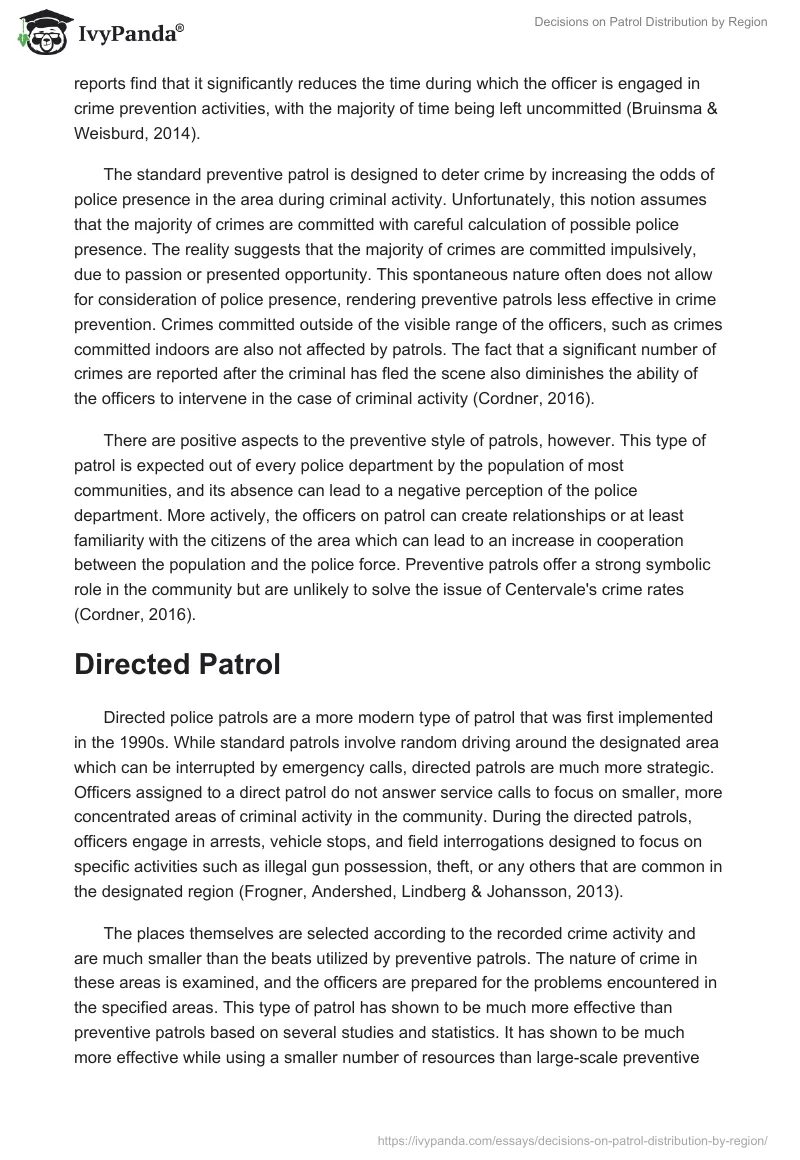 Decisions on Patrol Distribution by Region. Page 3