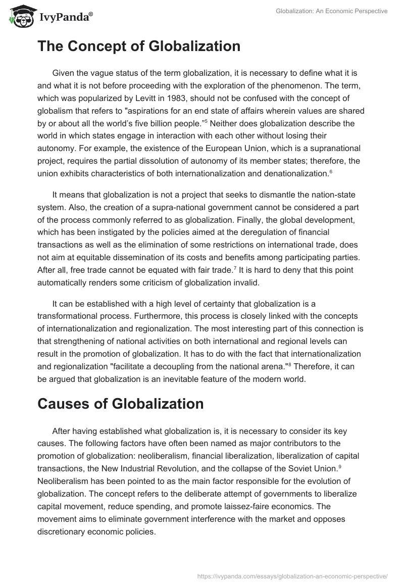 Globalization: An Economic Perspective. Page 2