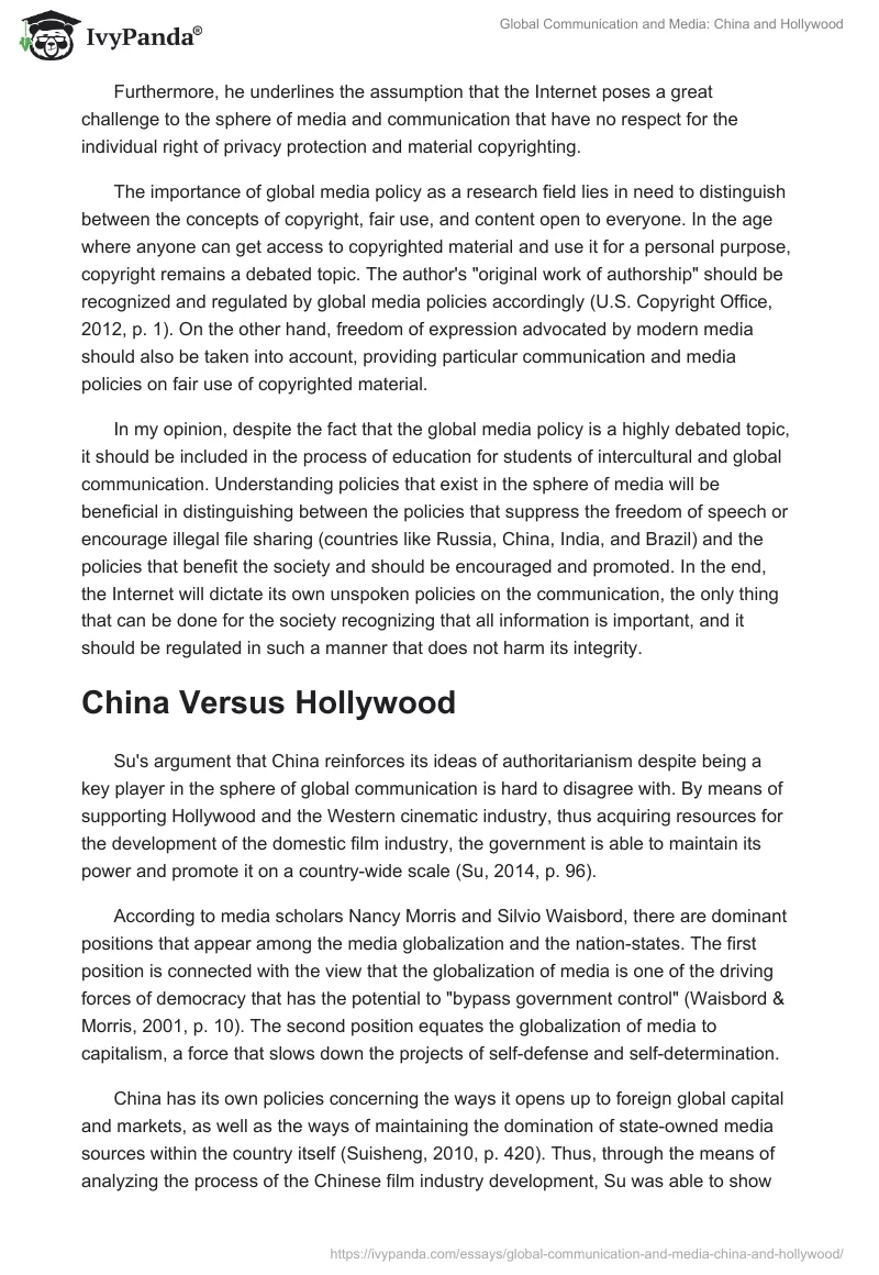 Global Communication and Media: China and Hollywood. Page 2