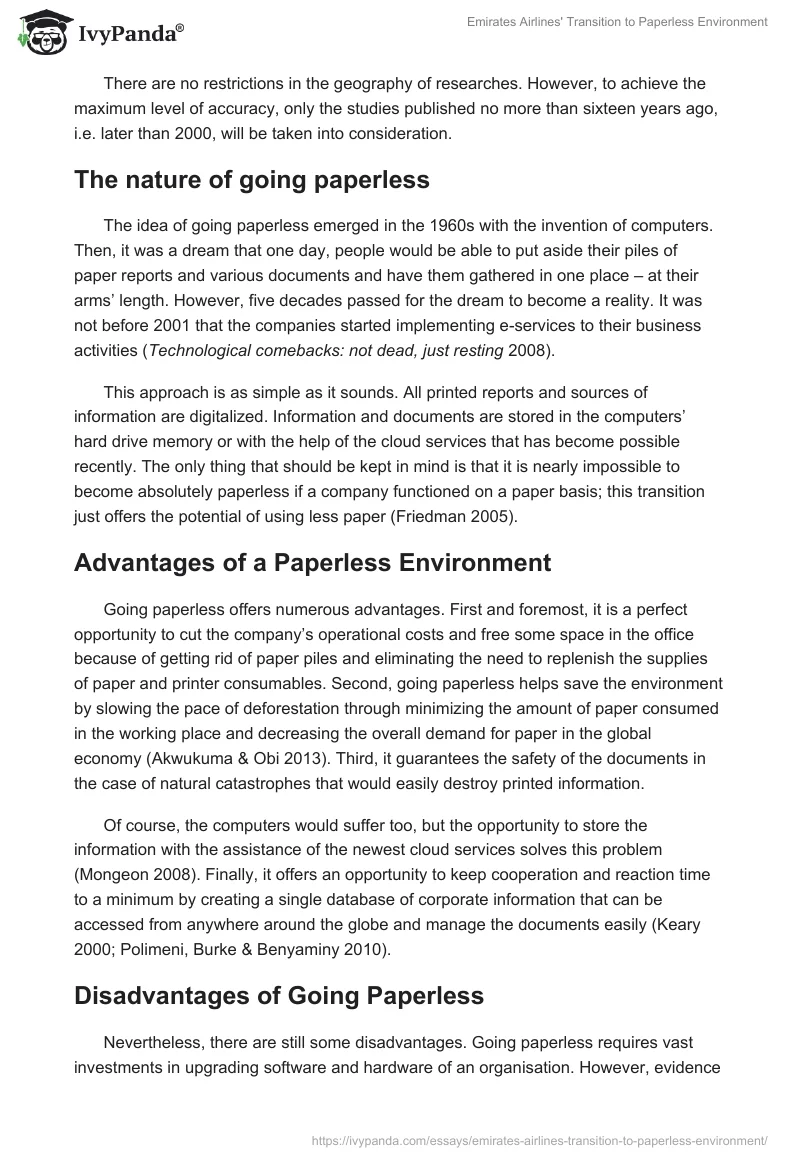 Emirates Airlines' Transition to Paperless Environment. Page 3