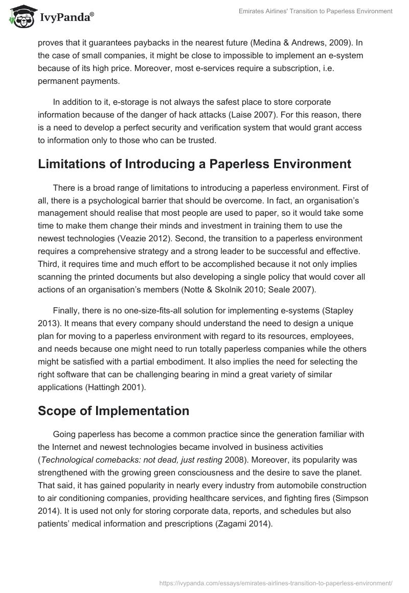 Emirates Airlines' Transition to Paperless Environment. Page 4