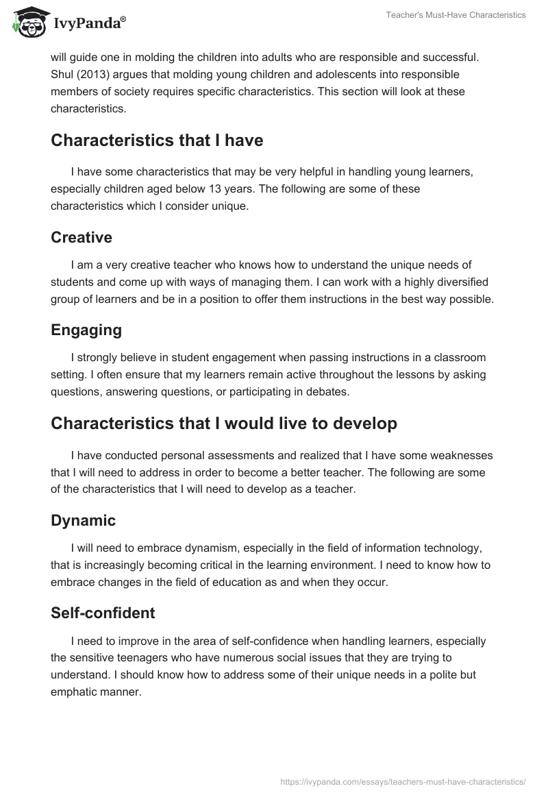 Teacher's Must-Have Characteristics. Page 2