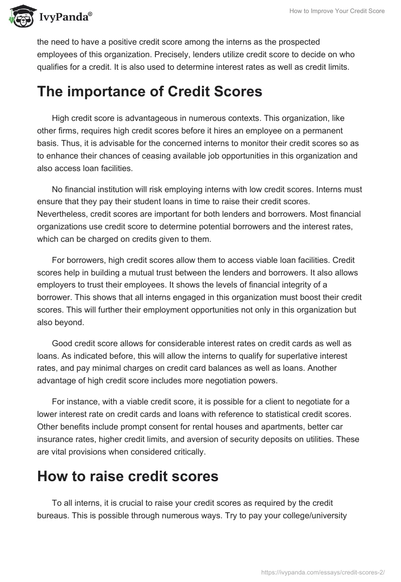 How to Improve Your Credit Score. Page 2