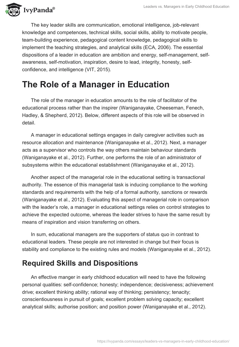 Leaders vs. Managers in Early Childhood Education. Page 3
