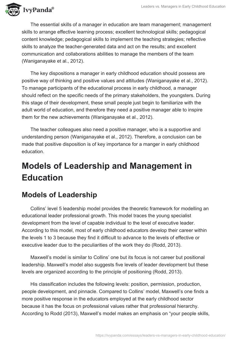 Leaders vs. Managers in Early Childhood Education. Page 4