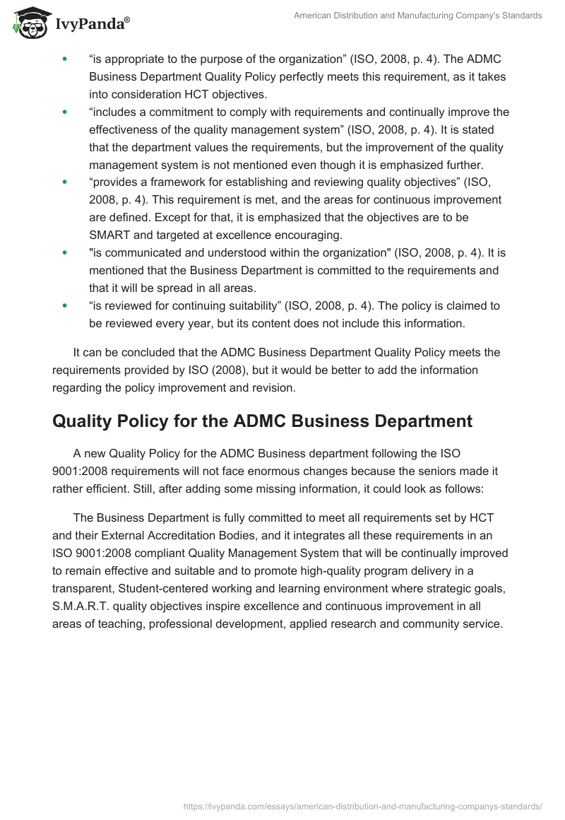 American Distribution and Manufacturing Company's Standards. Page 2