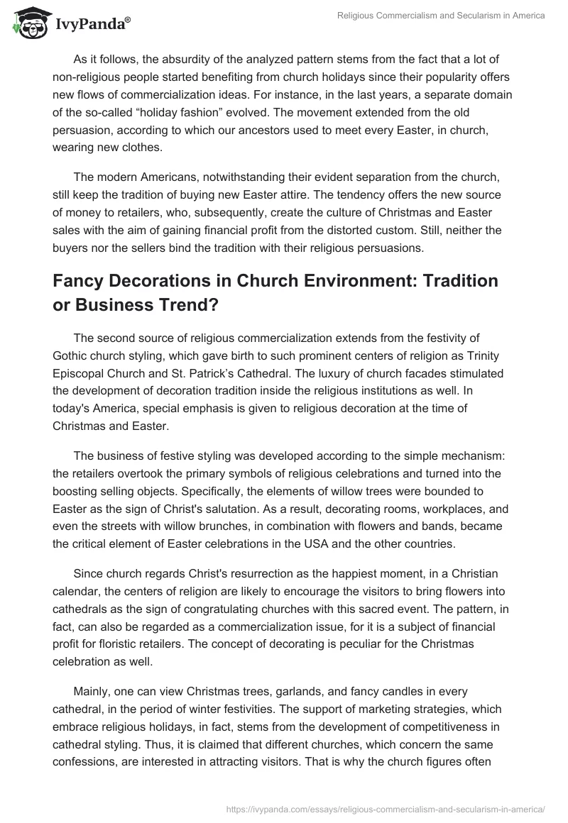 Religious Commercialism and Secularism in America. Page 3