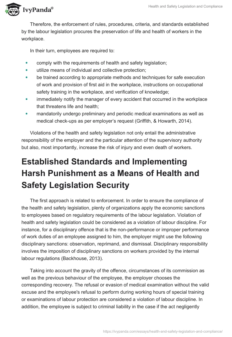 Health and Safety Legislation and Compliance. Page 2