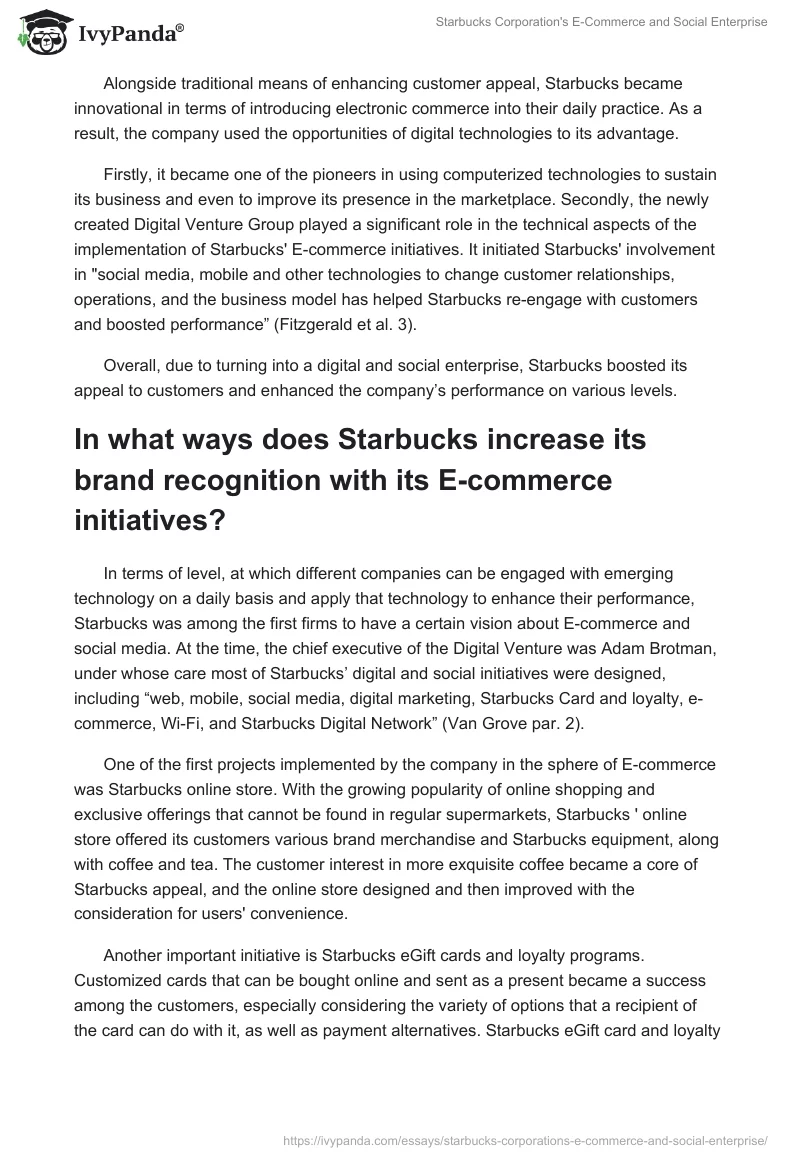Starbucks Corporation's E-Commerce and Social Enterprise. Page 2