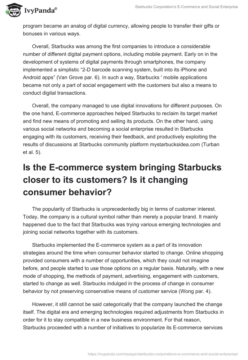 Starbucks Corporation's E-Commerce and Social Enterprise. Page 3
