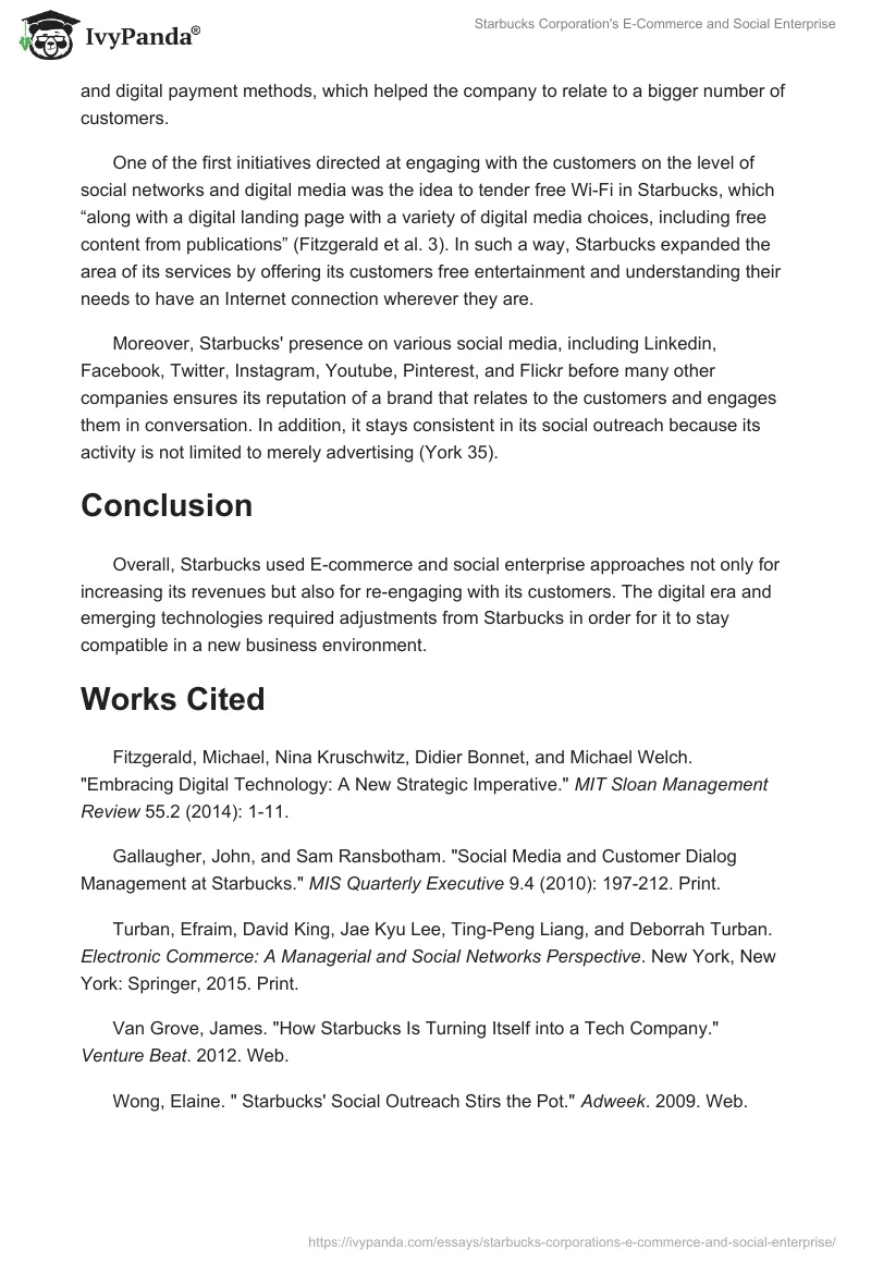 Starbucks Corporation's E-Commerce and Social Enterprise. Page 4