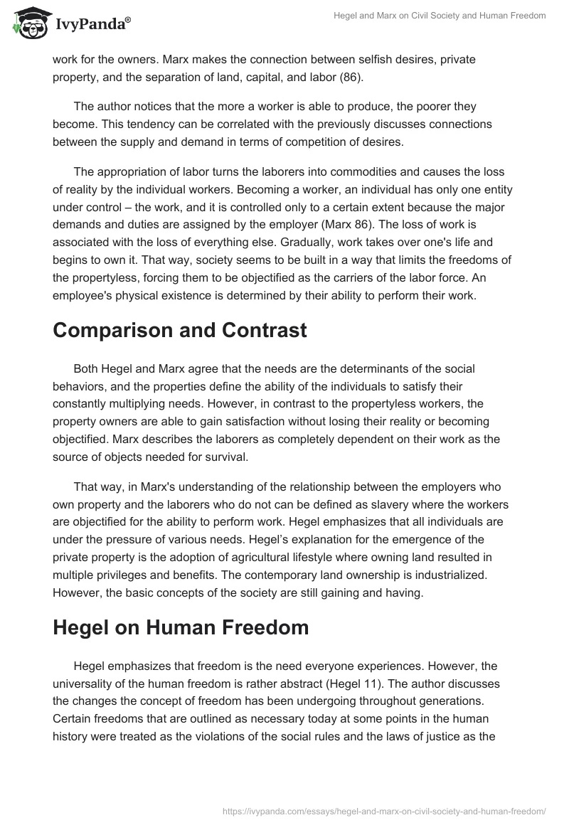 Hegel and Marx on Civil Society and Human Freedom. Page 4