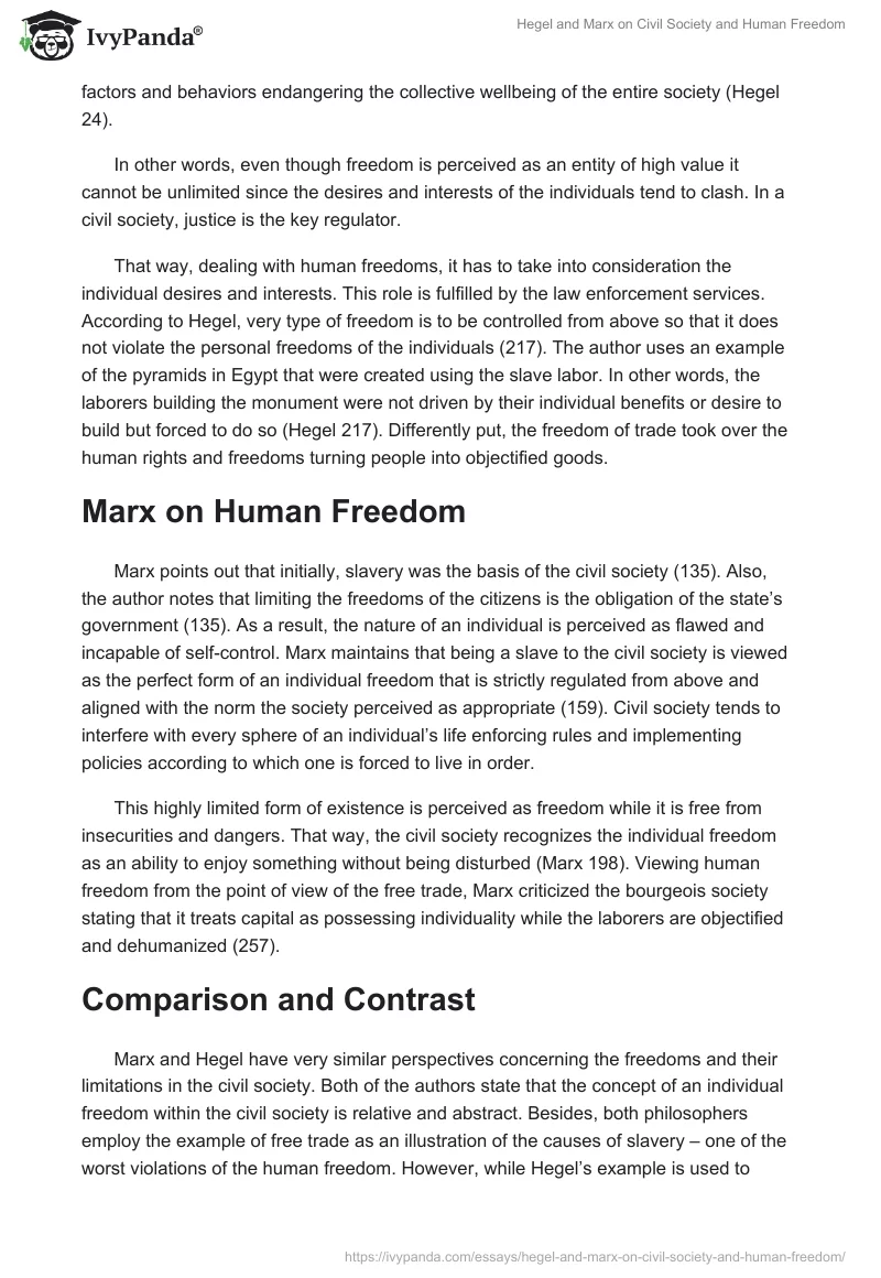 Hegel and Marx on Civil Society and Human Freedom. Page 5