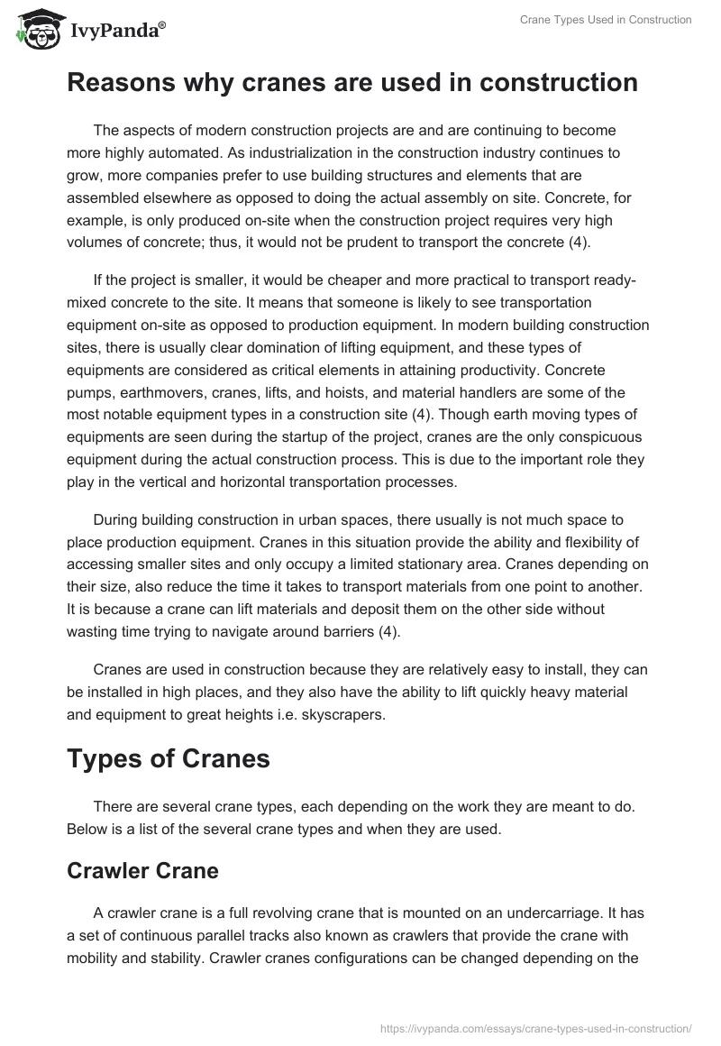 Crane Types Used in Construction. Page 2