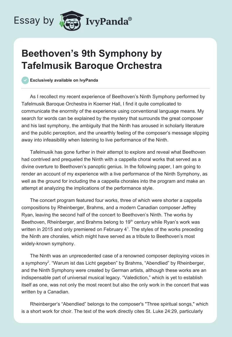Beethoven’s 9th Symphony by Tafelmusik Baroque Orchestra. Page 1