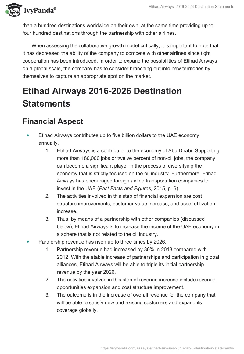 Etihad Airways' 2016-2026 Destination Statements. Page 3