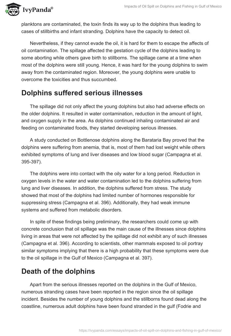 Impacts of Oil Spill on Dolphins and Fishing in Gulf of Mexico. Page 4