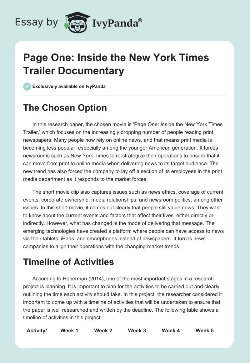 "Page One: Inside the New York Times Trailer" Documentary. Page 1