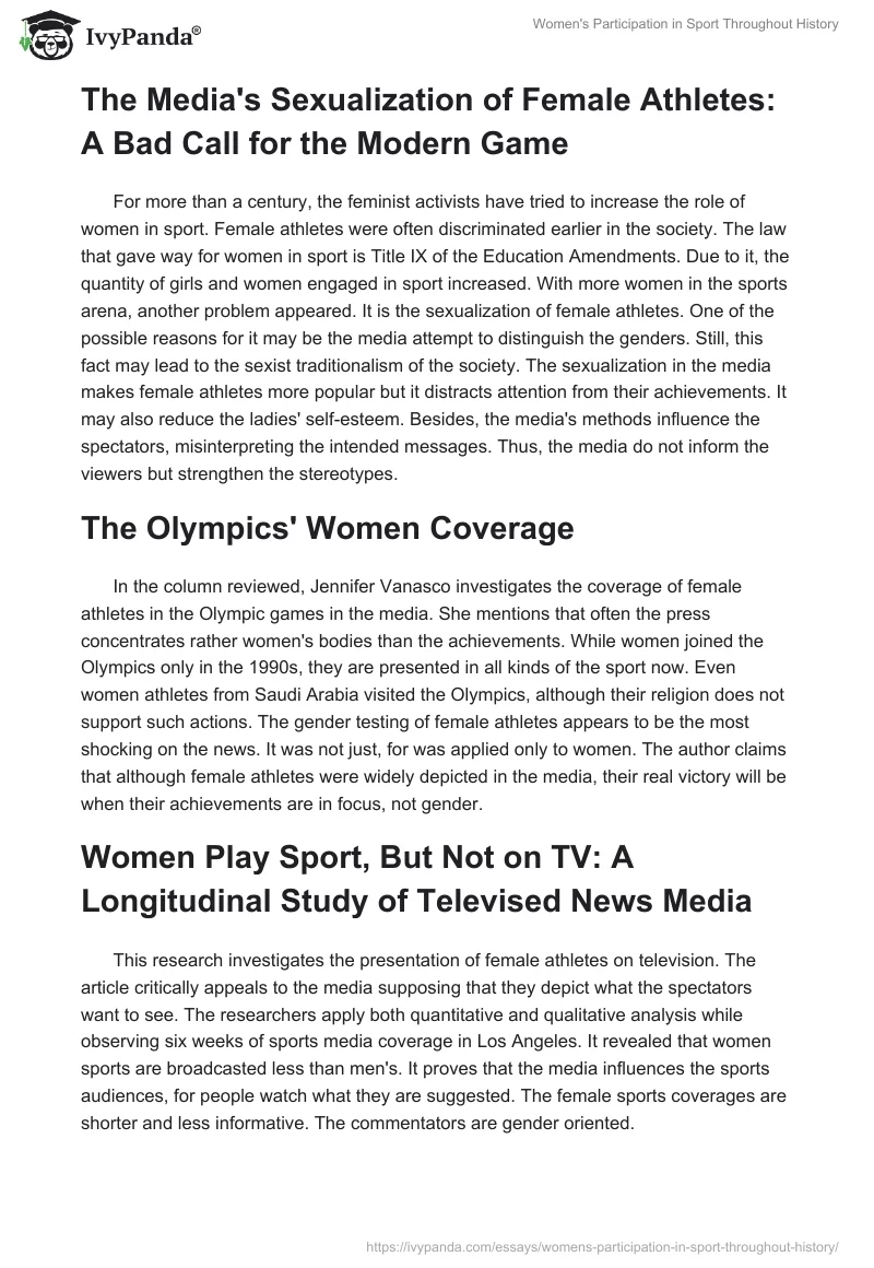 Women's Participation in Sport Throughout History. Page 4