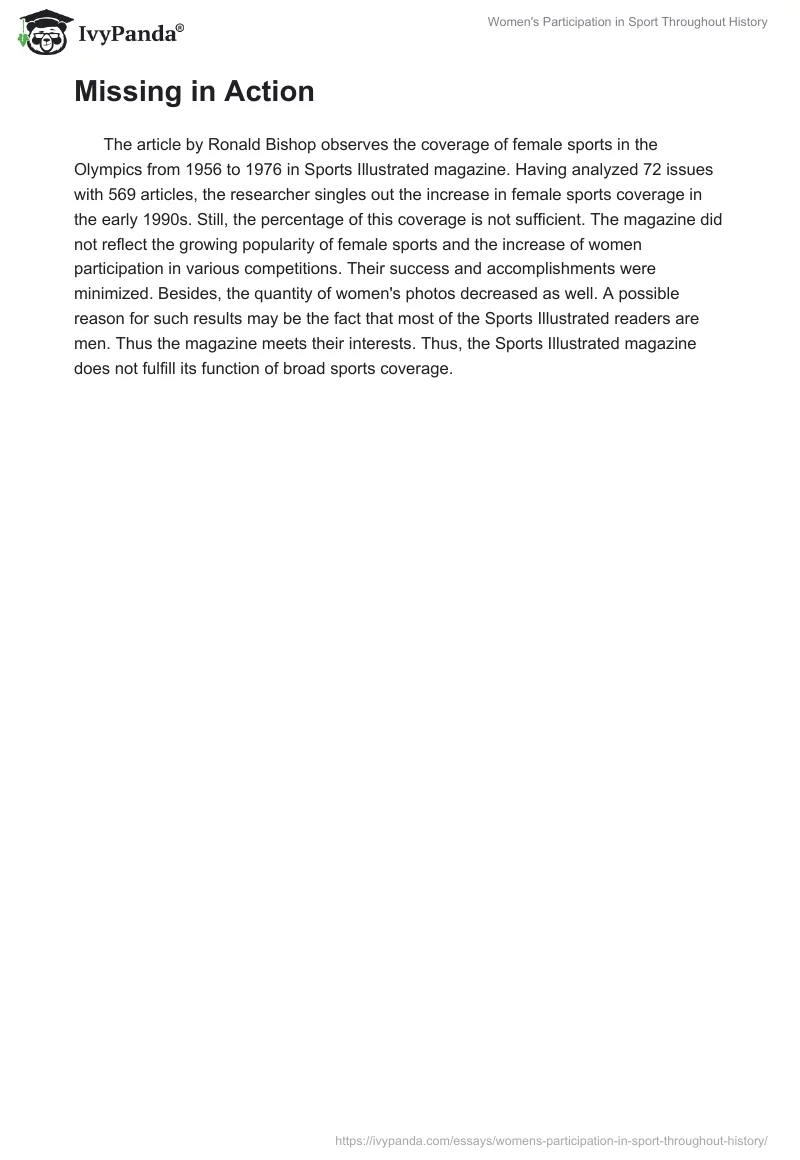Women's Participation in Sport Throughout History. Page 5