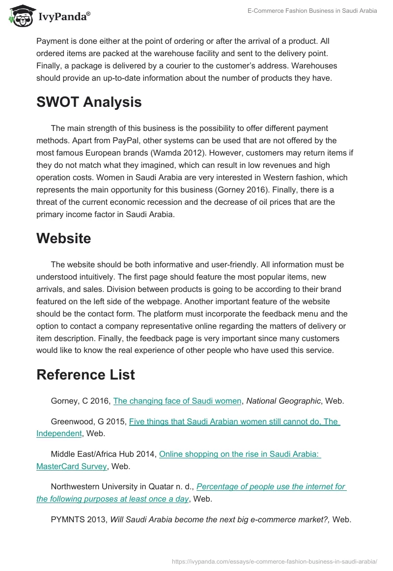 E-Commerce Fashion Business in Saudi Arabia. Page 2