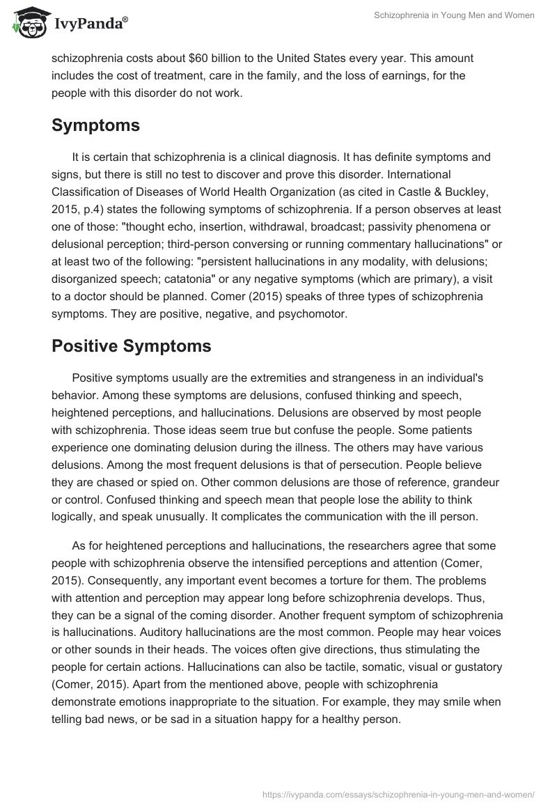 Schizophrenia in Young Men and Women. Page 3