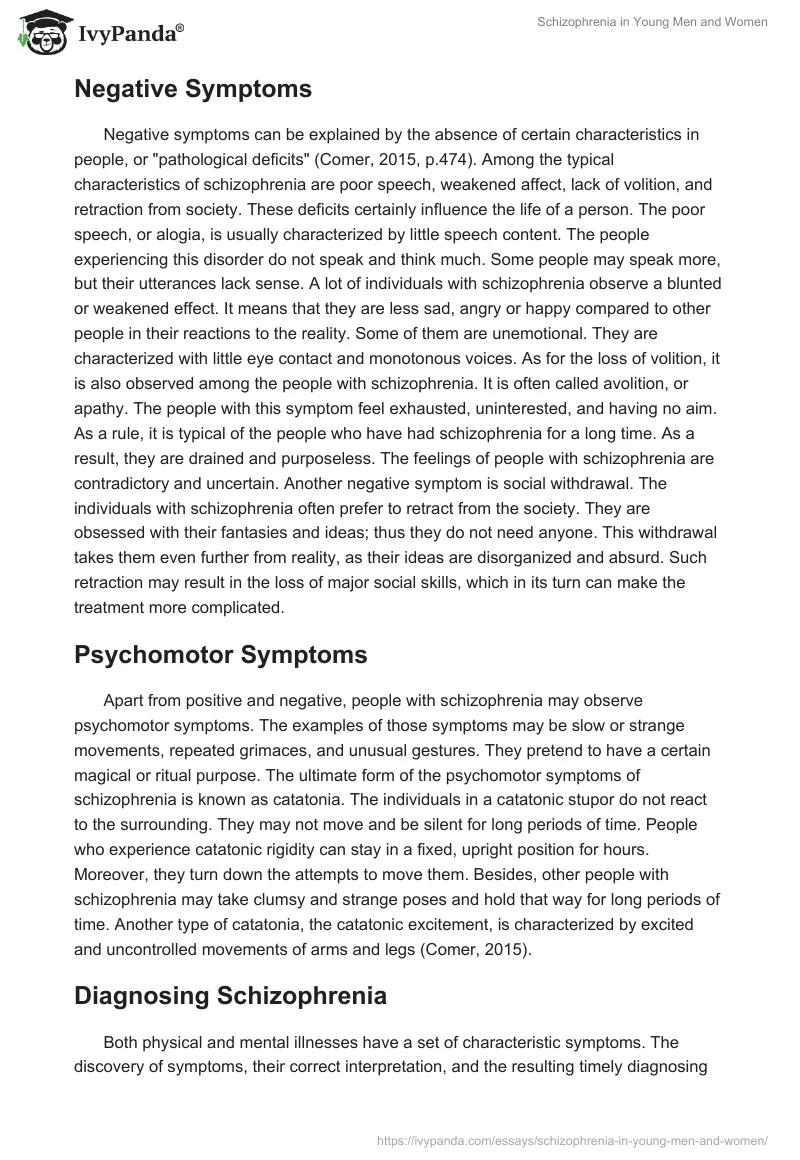 Schizophrenia in Young Men and Women. Page 4