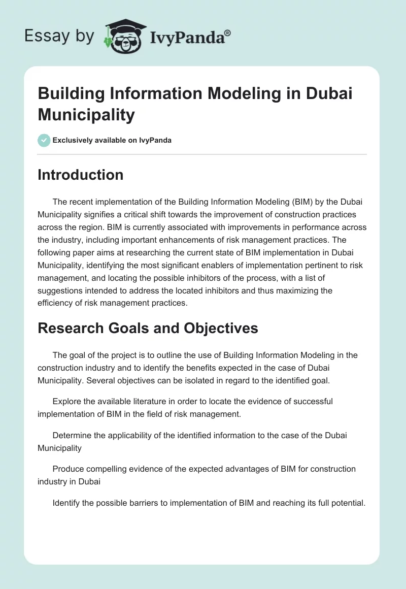 Building Information Modeling in Dubai Municipality. Page 1
