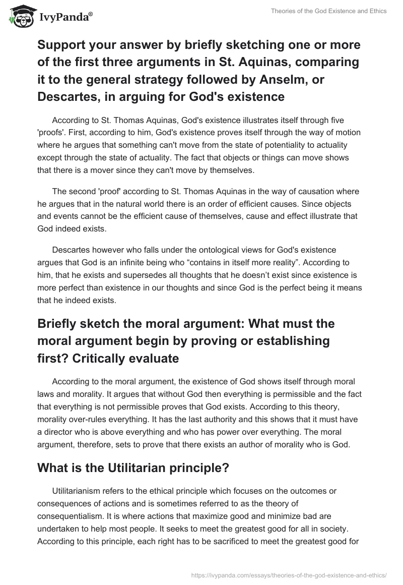 Theories of the God Existence and Ethics. Page 2