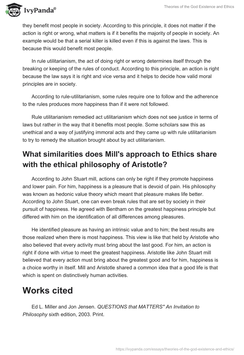 Theories of the God Existence and Ethics. Page 4