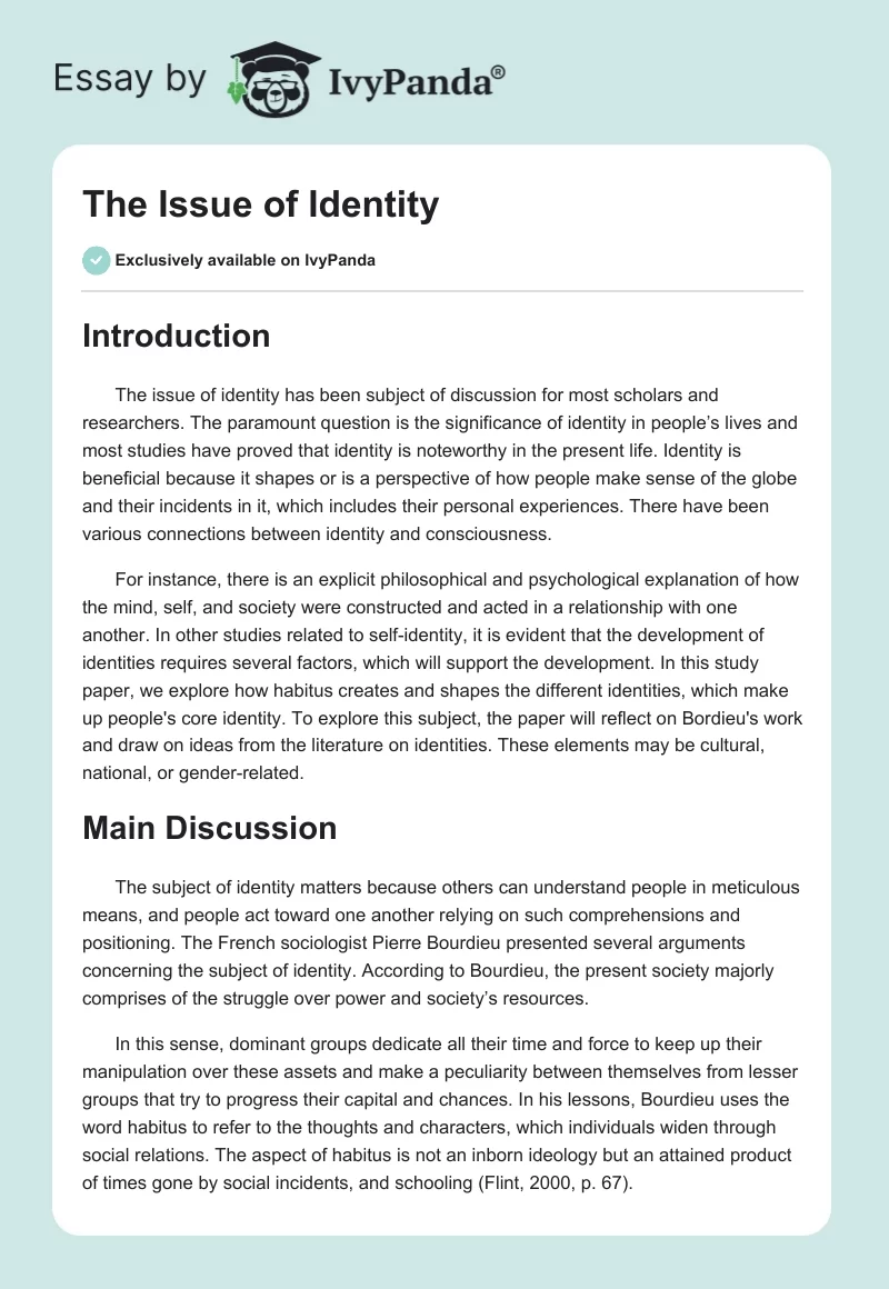 The Issue of Identity. Page 1
