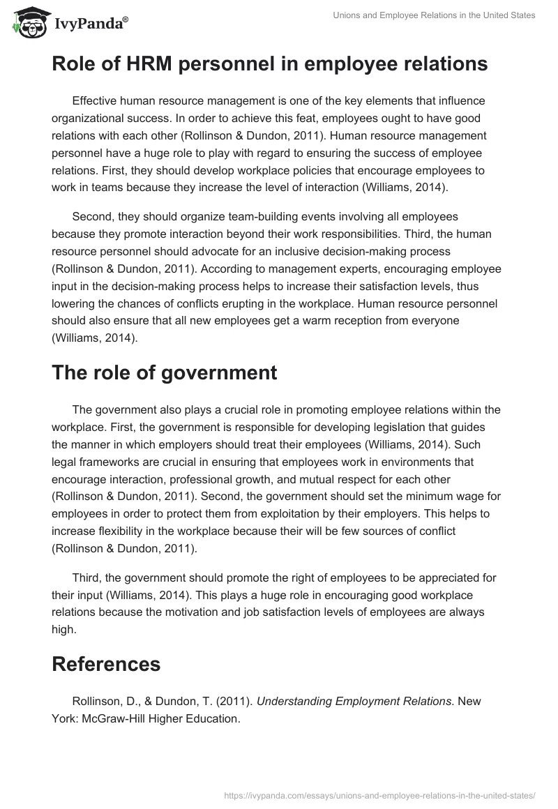 Unions and Employee Relations in the United States. Page 2