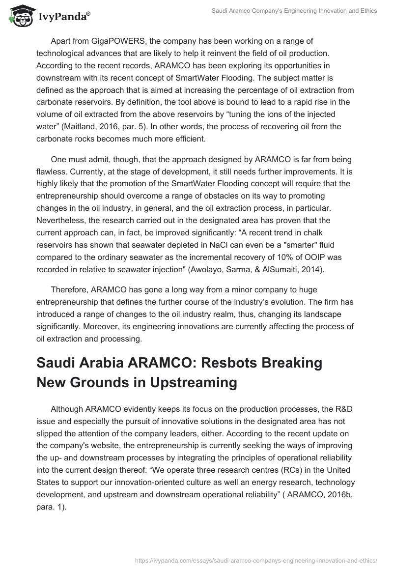 Saudi Aramco Company's Engineering Innovation and Ethics. Page 4