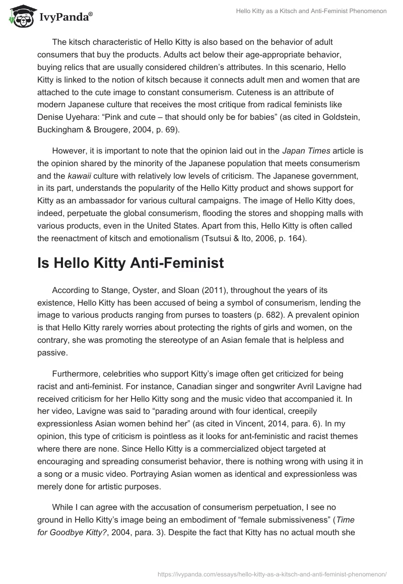 Hello Kitty as a Kitsch and Anti-Feminist Phenomenon. Page 2