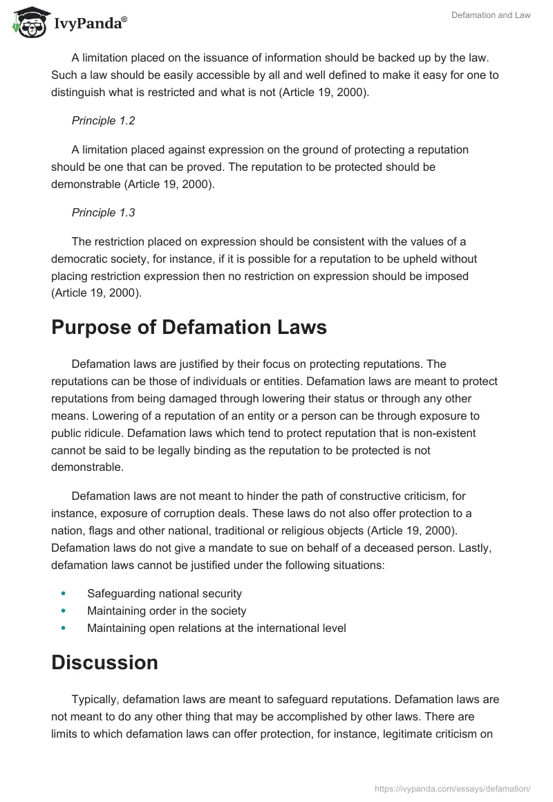 Defamation and Law. Page 2