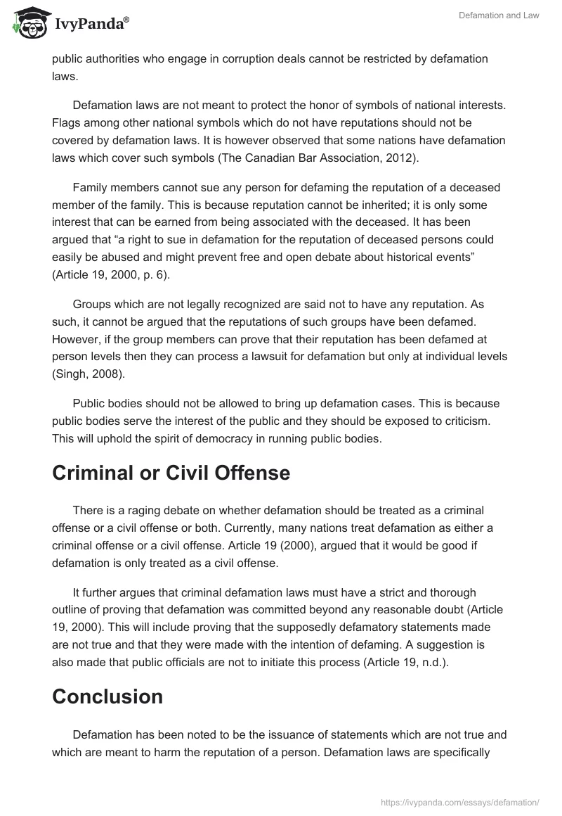 Defamation and Law. Page 3