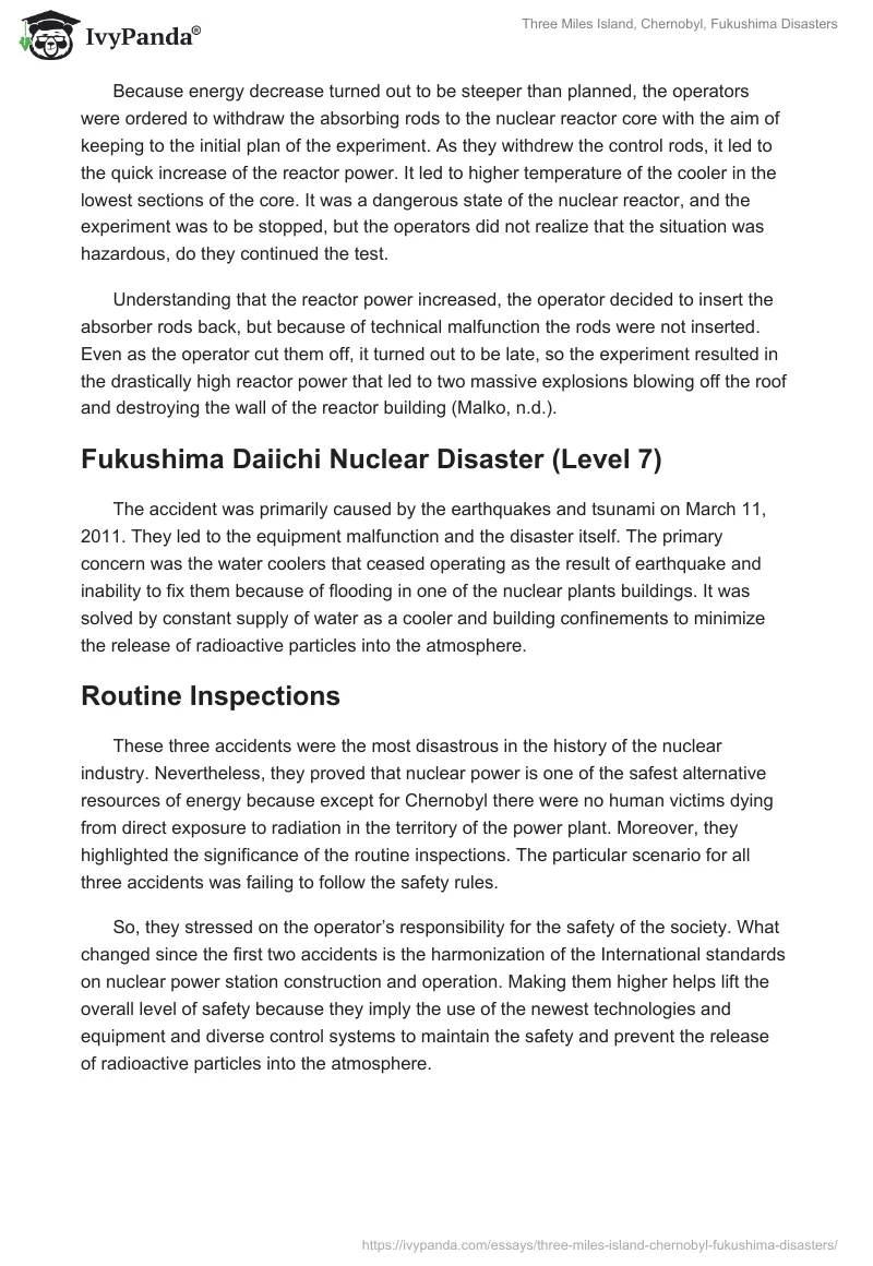Three Miles Island, Chernobyl, Fukushima Disasters. Page 5